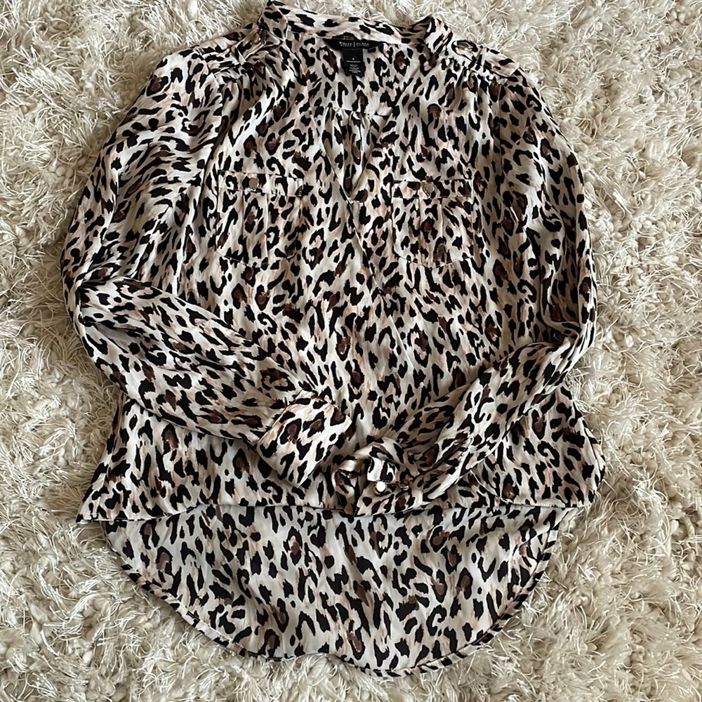 White House Black Market leopard wrap blouse